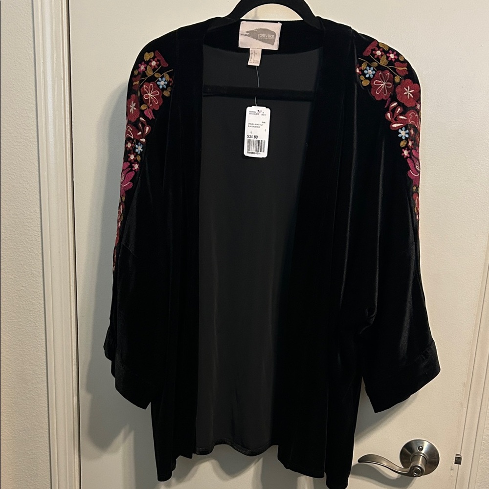 Forever 21 Black Floral Embroidered Jacket